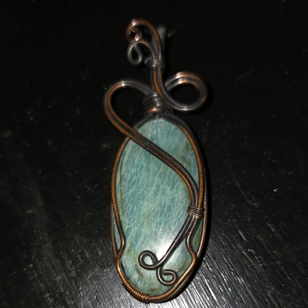 🎁 Amazonite Copper Wire Wrapped Pendant NEW